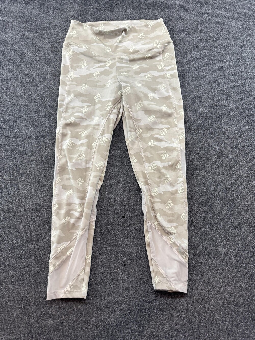 PINK Active Leggings Womens Medium Beige Camo High Rise Crop Yoga Gym Pants
